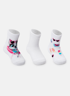 Kit com 3 meias soquete bebê menina - Gatinha praia - comprar online