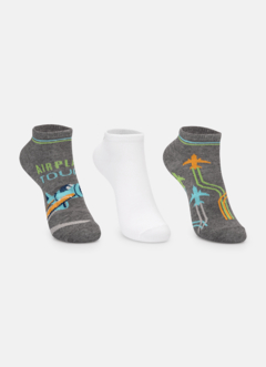 Kit com 3 meias soquete infantil Avião-foguete - comprar online