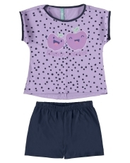 Pijama curto menina - Friends Forever - Brilha no Escuro - roxo-claro - comprar online