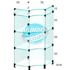 Balcão de vidro modulado em L 50x50cm