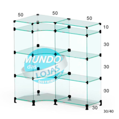 Balcão de Vidro Modulado em L 100x50x30cm