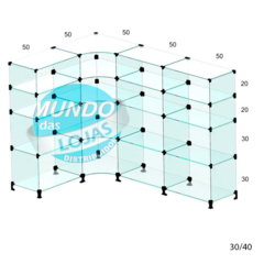 Balcão De Vidro Modulado Em L Para Loja 150x100x30