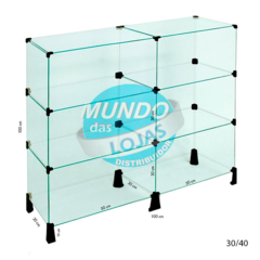 Balcão Vitrine em Vidro Modulado 100x100x30cm