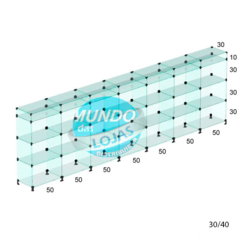 Balcão Vitrine Em Vidro Modulado Para Loja 350x110x30cm