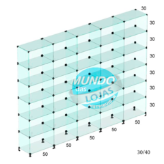 Estante em Vidro Modulado 2,50 Metros 50x30x30