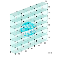 Vitrine Estante em Vidro Modulado 2 Metros 40x30x30