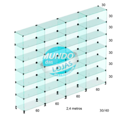 Vitrine Estante em Vidro Modulado 2,40 Metros 60x30x30