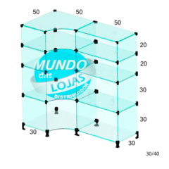 Balcão de Vidro Modulado em L 100x50x30cm