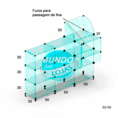 BALCÃO DE VIDRO TEMPERADO MODULADO 4 MM 1,50X1,00X0.30cm EXPOSITOR