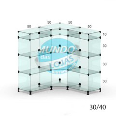 Balcão de Atendimento L Modulado em Vidro 100x100x110x30cm - comprar online