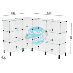 BALCÃO L EM VIDRO TEMPERADO 30 3 - 1,00 X 1,50 X 0,30 - comprar online