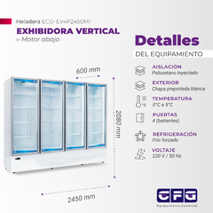Exhibidora vertical 4 puertas Motor Inferior PERSONALIZABLES / ECO-EV4P2450MI en internet