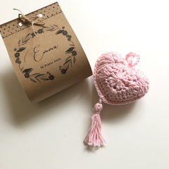 Corazones de crochet en packaging por encargo (10u)