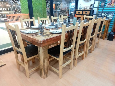 JUEGO DE COMEDOR. MESA 1,60 X 0.80 MTS + 6 SILLAS CRUZ ECO + CETOL !! EN  MADERA NOBLE.