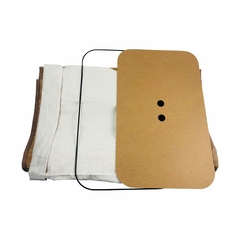 Cesto doble plegable de bambú rectangular VONNE, con tela y base de cartón, ideal para organización en el hogar.