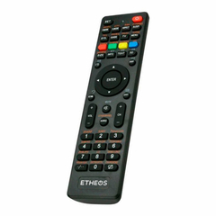 Control remoto universal ETHEOS para TV con botones numerados y de funciones