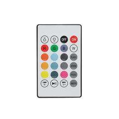 Control remoto de la lámpara LED RGBW ETHEOS con botones de colores y funciones de luz.