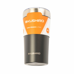 Vaso térmico KUSHIRO gris de 500 ml con tapa de acero inoxidable y diseño moderno.