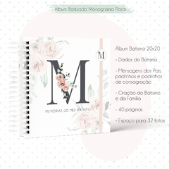 Álbum do Batismo - Monograma Floral