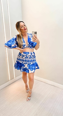 Vestido conjunto - azul floral na internet