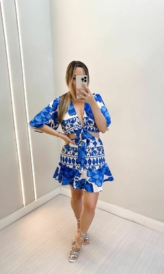 Vestido conjunto - azul floral - comprar online