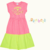 VESTIDO MARIAS ROSA COM AMARELO NEON MOMI