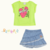 CONJUNTO BLUSA NEON E SAIA JEANS MOMI - comprar online