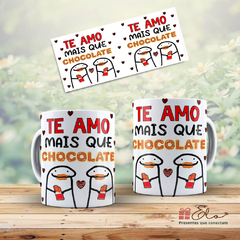 Caneca Xícara Engraçada Flork Bento | TE AMO MAIS QUE CHOCOLATE