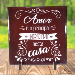 Azulejo Quadro Cerâmica O Amor é o Principal Ingrediente