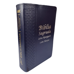 Bíblia Evangélica com Letra Hiper Gigantes com Harpa capa Masculina - Letras Bem Grandes com Indice - Cor Azul - comprar online