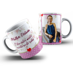 Caneca Personalizada com sua Foto e Frase Tema Rosa Florido - comprar online