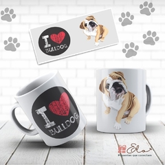 Caneca Porcelana de Pet I Love Buldog