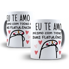 Caneca de Porcelana Flork Bento - Eu te amo mesmo com todas as suas flatulências