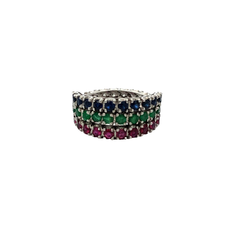 Endless ring platinum 950 emeralds rubies natural and brilliant sapphires