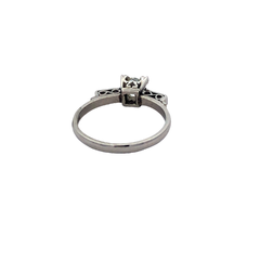 Platinum Solitaire Engagement Ring with French Diamonds - buy online