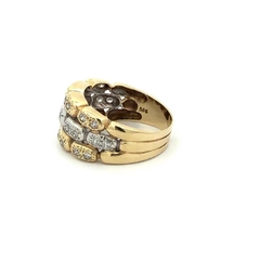 Modern ring 18 kt combined gold and sapphires - Joyería Alvear