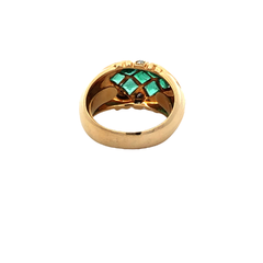 18 Kt Gold Ring Emeralds and Diamonds - buy online