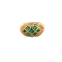 18 Kt Gold Ring Emeralds and Diamonds