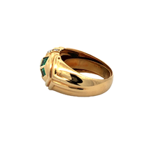 18 Kt Gold Ring Emeralds and Diamonds - Joyería Alvear