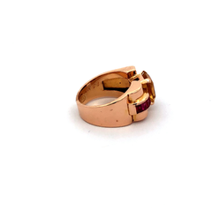 Exclusive 18 kt gold chevallier ring with ruby and diamond citrine - buy online