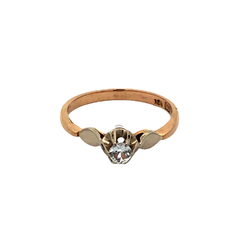 Old solitaire ring 18 kt gold and central sapphire