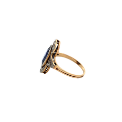 Lady's Ring 18kt Gold and Platinum 950. Blue Sapphire and Diamonds - online store