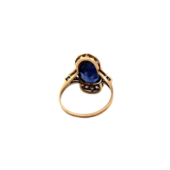 Image of Lady's Ring 18kt Gold and Platinum 950. Blue Sapphire and Diamonds