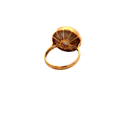 Unique 18 Karat Gold Ring with Central Natural Pearl - Joyería Alvear