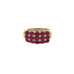 18 Kt Gold Ring with Rubies and Diamonds