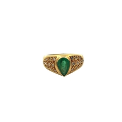 18 Kt Gold Ring Natural Emerald and Diamonds