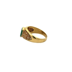 18 Kt Gold Ring Natural Emerald and Diamonds - Joyería Alvear