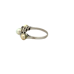 Platinum Ring with Pearls and Diamonds - buy online