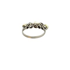 Platinum Ring with Pearls and Diamonds - Joyería Alvear