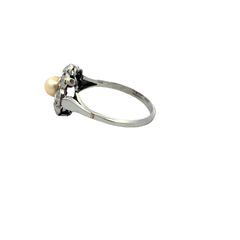 18 Kt Gold Rosette Ring Brilliant Pearl - buy online